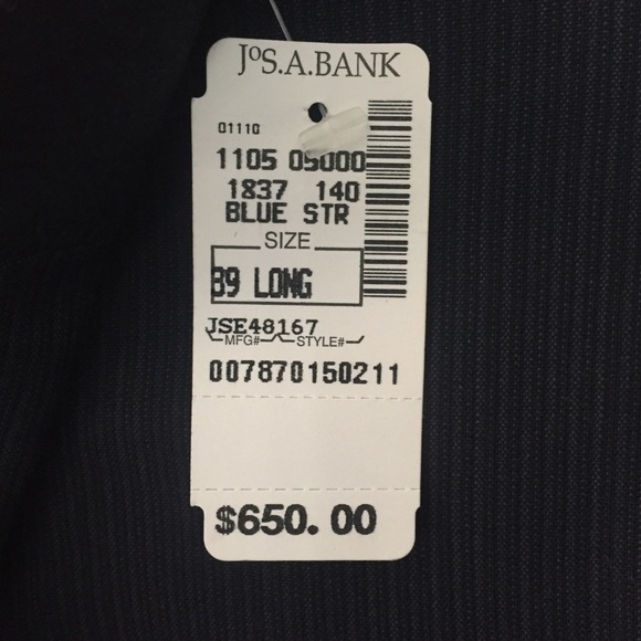 Jos A. Bank Dark Blue Micro Stripe Slim Suit - Picture 3 of 7